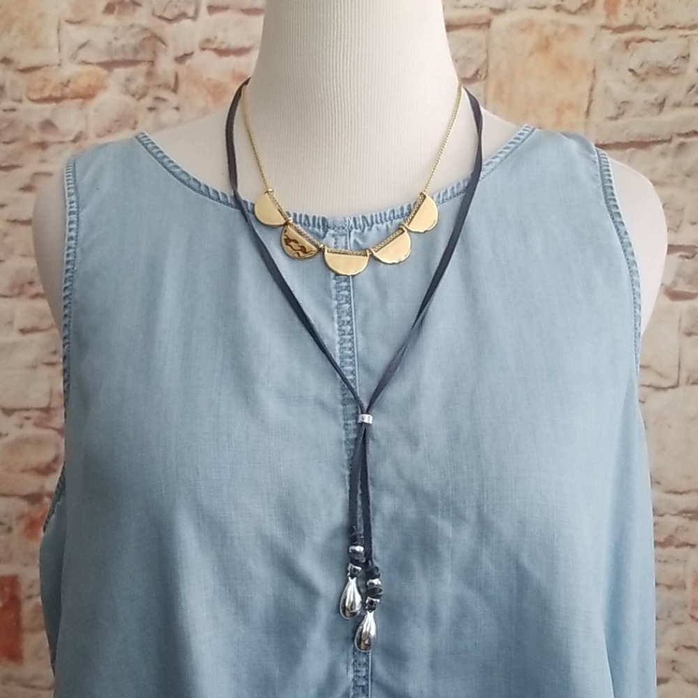 New Lucky Brand Leather Layered Necklace